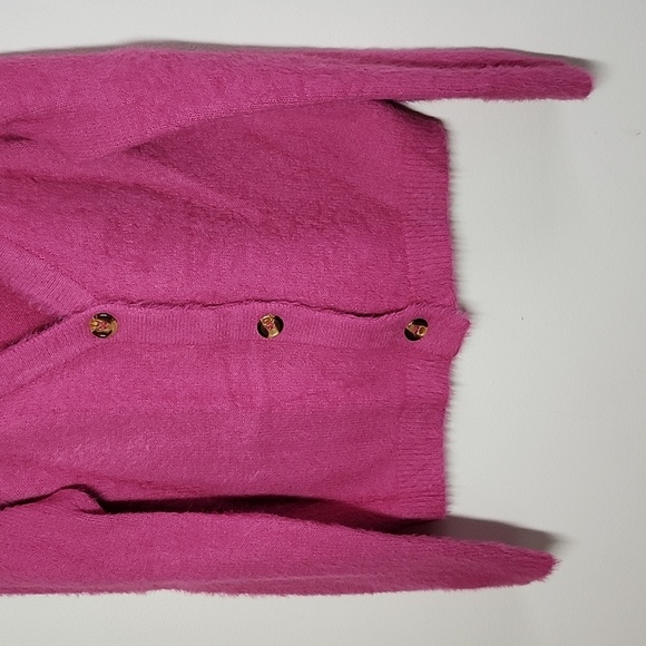 Love Crazy Fuzzy Pink 3 Button Cardigan Sweater Barbie Preppy Cozy Small - Picture 3 of 7